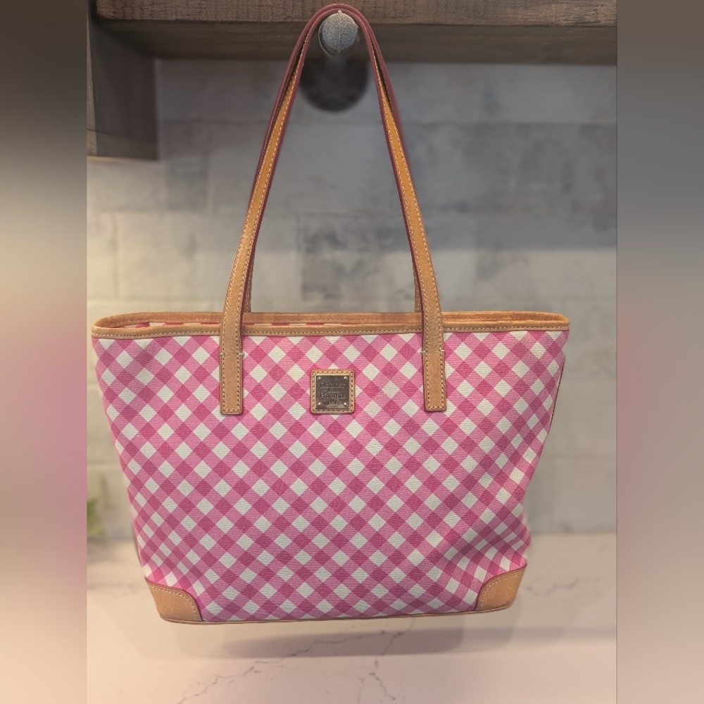 Dooney & Bourke Pink and White Checkered Tote